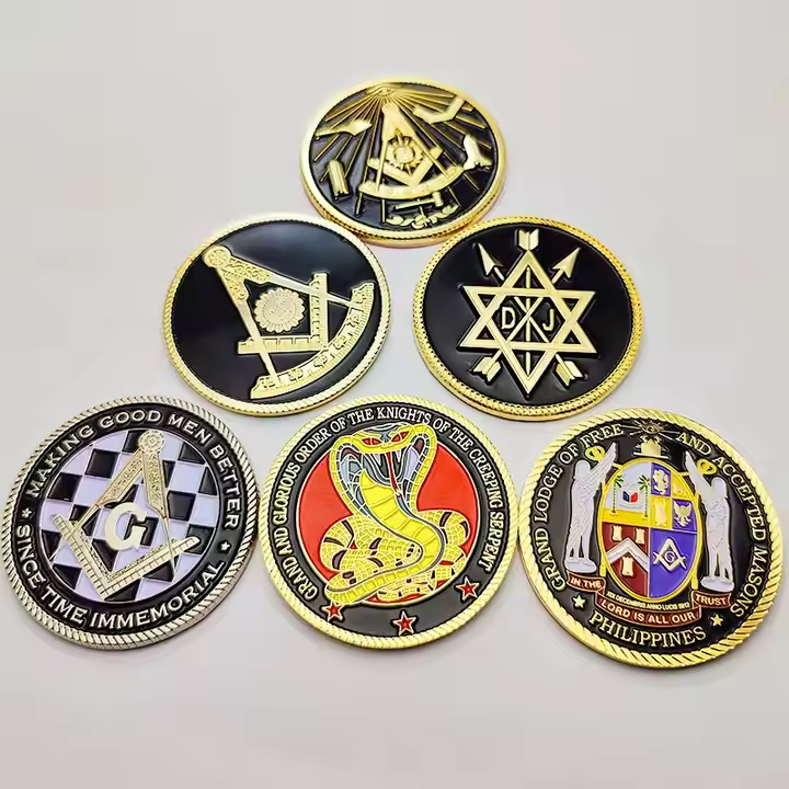 Custom Gold Masonic Car Emblem with Symbolic Design